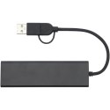 Rise hub USB 2.0 z aluminium pochodzącego z recyklingu z certyfikatem RCS czarny (12434490)