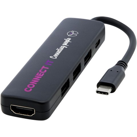 Loop adapter multimedialny USB 2.0-3.0 z portem HDMI wykonany z tworzyw sztucznych pochodzących z recyklingu z certyfi