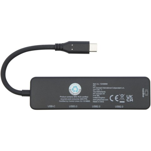 Loop adapter multimedialny USB 2.0-3.0 z portem HDMI wykonany z tworzyw sztucznych pochodzących z recyklingu z certyfi