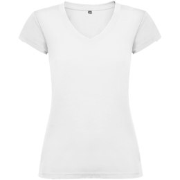Victoria damska koszulka z krótkim rękawem i dekoltem w serek biały (R66461Z3)
