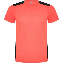 Detroit sportowa koszulka unisex z krótkim rękawem fluor coral, czarny (R66529N1)