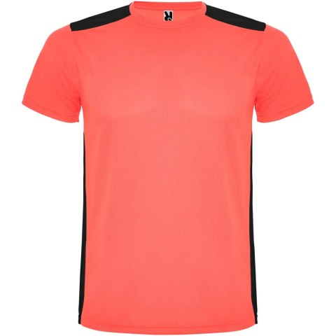 Detroit sportowa koszulka unisex z krótkim rękawem fluor coral, czarny (R66529N1)