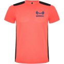 Detroit sportowa koszulka unisex z krótkim rękawem fluor coral, czarny (R66529N1)