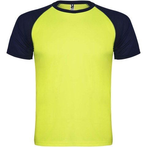 Indianapolis sportowa koszulka unisex z krótkim rękawem fluor yellow, navy blue (R66509I1)