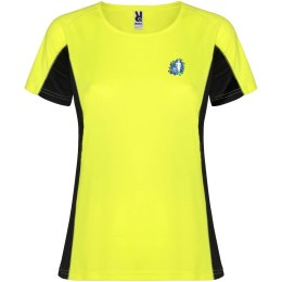 Shanghai sportowa koszulka damska z krótkim rękawem fluor yellow, czarny (R66488Y2)