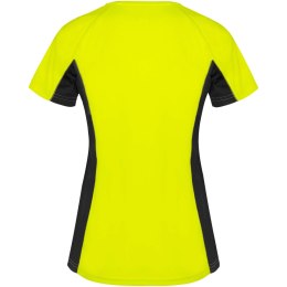 Shanghai sportowa koszulka damska z krótkim rękawem fluor yellow, czarny (R66488Y2)