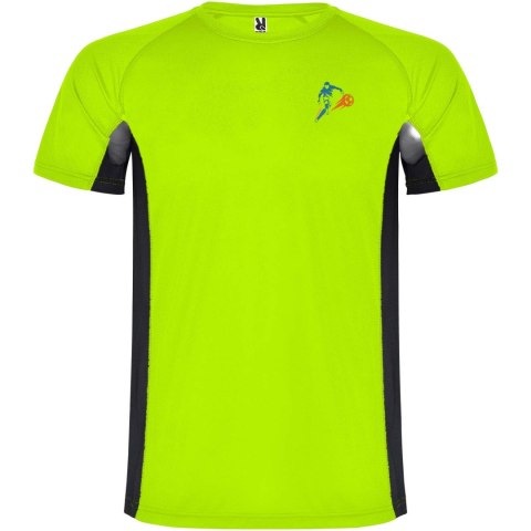 Shanghai sportowa koszulka dziecięca z krótkim rękawem fluor green, czarny