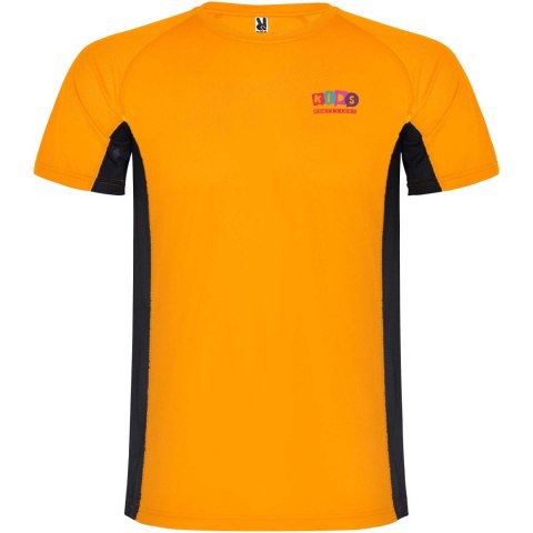 Shanghai sportowa koszulka dziecięca z krótkim rękawem fluor orange, czarny