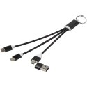 Metal kabel do ładowania 4 w 1 z aluminium z recyklingu z łańcuchem do kluczy czarny (12438290)