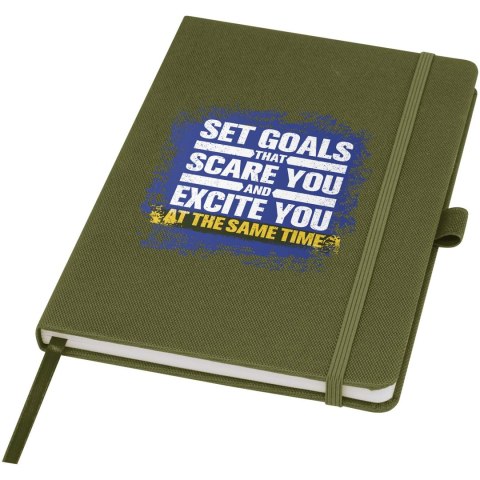 Notatnik w formacie A5 z papieru z recyklingu z okładką z plastiku z recyklingu Honua leśny zielony