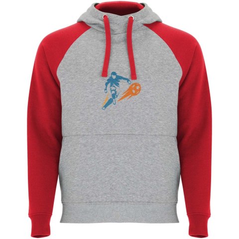 Badet dziecięca dwukolorowa bluza z kapturem szary melanż, czerwony