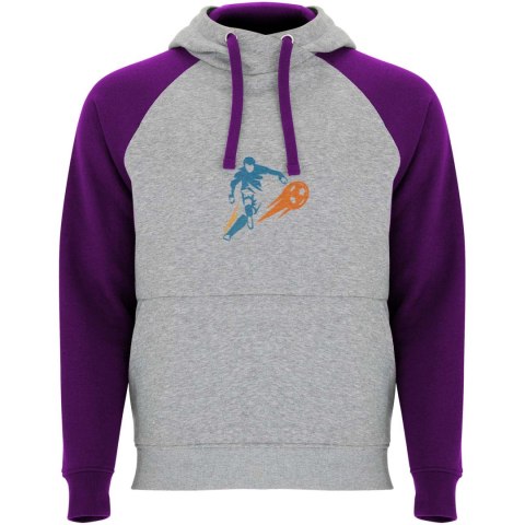 Badet dziecięca dwukolorowa bluza z kapturem szary melanż, fioletowy