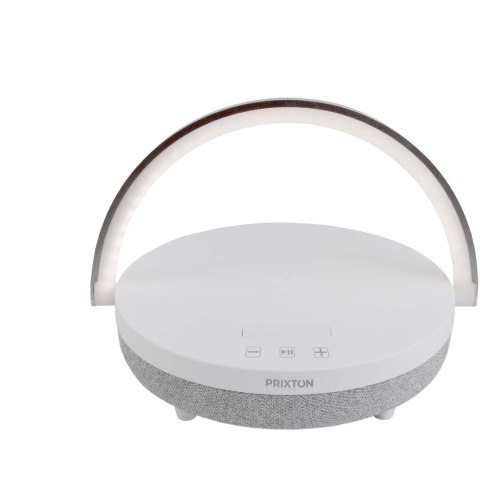 Prixton głośnik Bluetooth® 10 W 4 w 1 ze światłem LED i podstawą do ładowania bezprzewodowego biały (2PA16001)