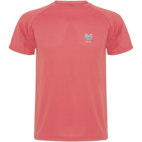 Montecarlo sportowa koszulka dziecięca z krótkim rękawem fluor coral