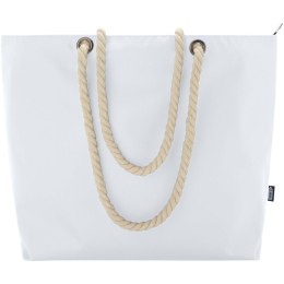 Panama torba termiczna na plażę z uchwytami ze sznurka wykonana z materiałów z recyklingu z certyfikatem GRS biały