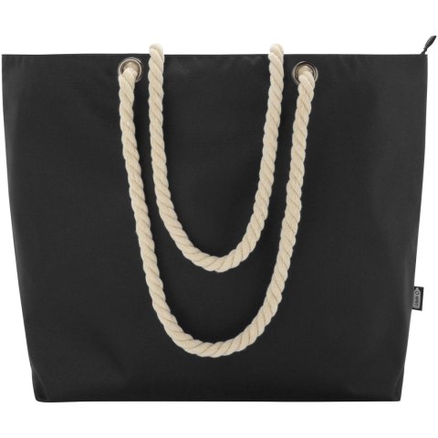 Panama torba termiczna na plażę z uchwytami ze sznurka wykonana z materiałów z recyklingu z certyfikatem GRS czarny