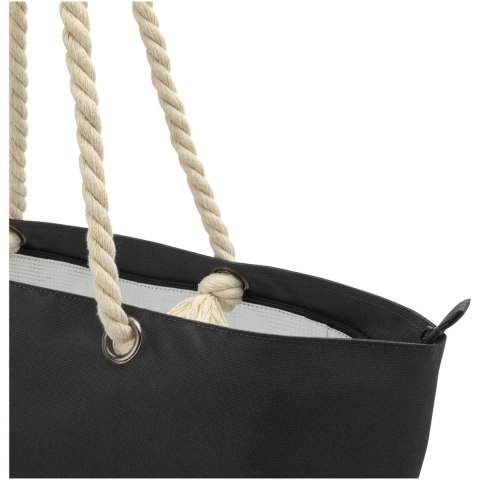 Panama torba termiczna na plażę z uchwytami ze sznurka wykonana z materiałów z recyklingu z certyfikatem GRS czarny