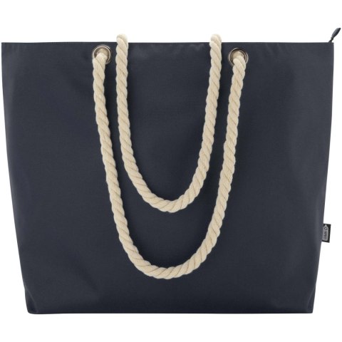 Panama torba termiczna na plażę z uchwytami ze sznurka wykonana z materiałów z recyklingu z certyfikatem GRS granatowy