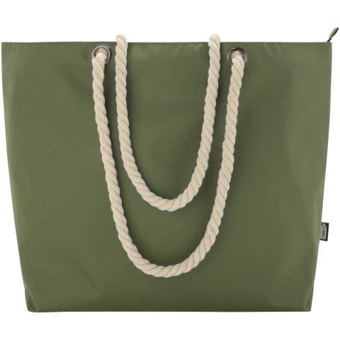 Panama torba termiczna na plażę z uchwytami ze sznurka wykonana z materiałów z recyklingu z certyfikatem GRS oliwkowy