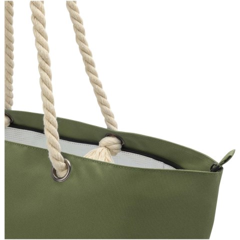 Panama torba termiczna na plażę z uchwytami ze sznurka wykonana z materiałów z recyklingu z certyfikatem GRS oliwkowy