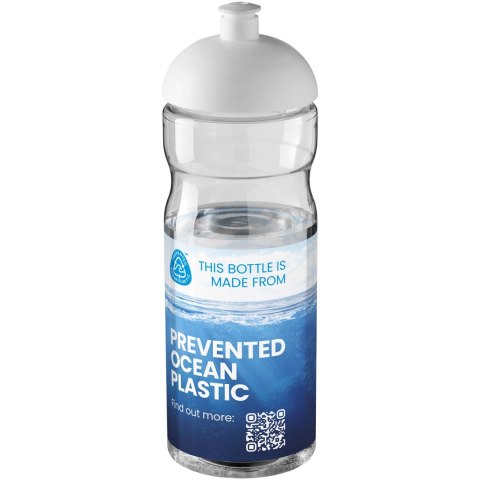 Bidon H2O Eco o pojemności 650 ml z wypukłym wieczkiem przezroczysty, biały