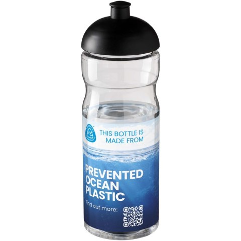 Bidon H2O Eco o pojemności 650 ml z wypukłym wieczkiem przezroczysty, czarny
