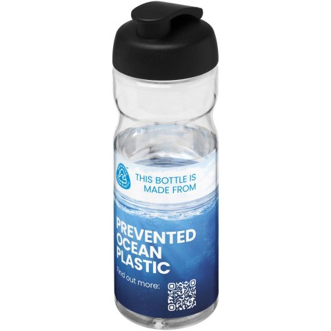 Bidon H2O Eco o pojemności 650 ml z wieczkiem zaciskowym przezroczysty, czarny