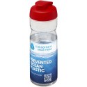 Bidon H2O Eco o pojemności 650 ml z wieczkiem zaciskowym przezroczysty, czerwony