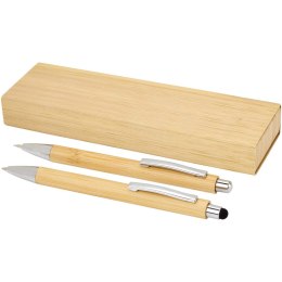 Oblys zestaw składający się z długopisu bambusowego i ołówka automatycznego piasek pustyni