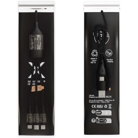 SCX.design C50 kabel szybkiego ładowania 5 w 1 o mocy 100 W/5 A z wyświetlaczem cyfrowym czarny