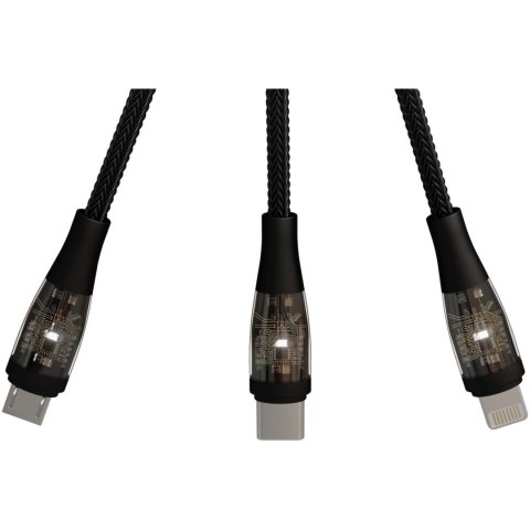 SCX.design C50 kabel szybkiego ładowania 5 w 1 o mocy 100 W/5 A z wyświetlaczem cyfrowym czarny