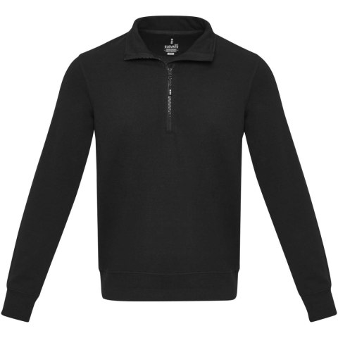 Tin sweter unisex Aware™ z materiałów z recyklingu z zamkiem błyskawicznym na 1/4 długości czarny