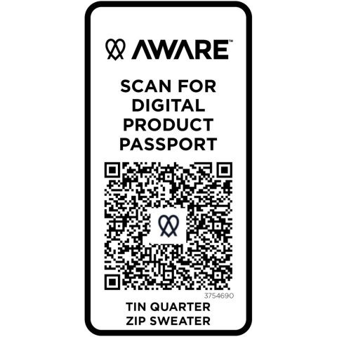 Tin sweter unisex Aware™ z materiałów z recyklingu z zamkiem błyskawicznym na 1/4 długości czarny