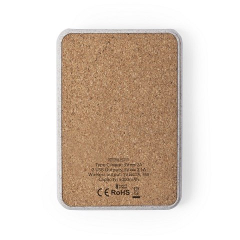 Bezprzewodowy power bank 5000 mAh ze słomy pszenicznej, ładowarka bezprzewodowa 5W