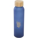 Matowa butelka ze szkła sodowo-wapniowego Lume 500 ml z zakrętką bambusową błękit oceanu