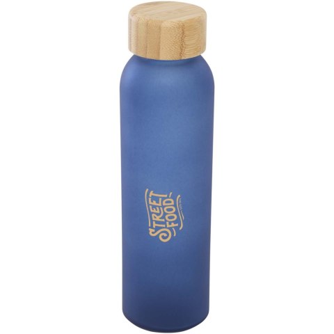 Matowa butelka ze szkła sodowo-wapniowego Lume 500 ml z zakrętką bambusową błękit oceanu