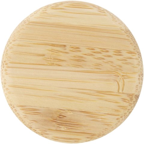 Matowa butelka ze szkła sodowo-wapniowego Lume 500 ml z zakrętką bambusową błękit oceanu