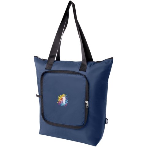 Składana torba termiczna EcoFold z materiału RPET, o pojemności 15 l granatowy