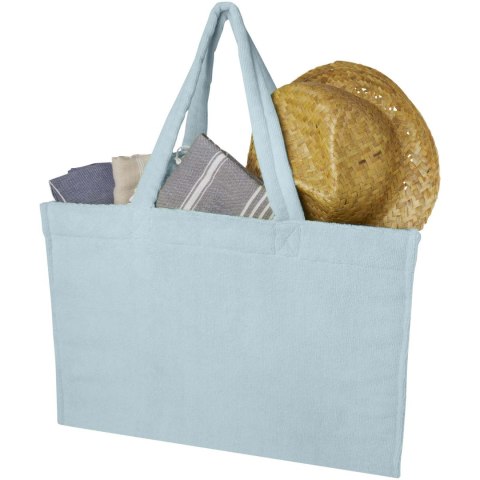 Torba plażowa Siam z materiału frotte z recyklingu GRS, o pojemności 13 l cloud blue