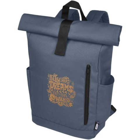 Byron plecak na laptopa 15,6 cala z tworzywa RPET z certyfikatem GRS z zawijanym zamknięciem, 18 l hale blue