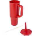 Brady izolowany kubek z certyfikatem RCS o pojemności 900 ml z silikonową słomką czerwony
