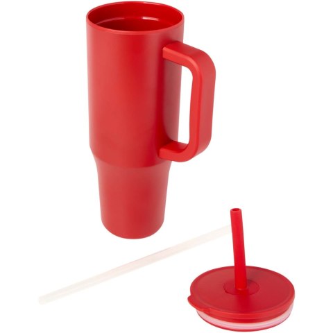 Brady izolowany kubek z certyfikatem RCS o pojemności 900 ml z silikonową słomką czerwony