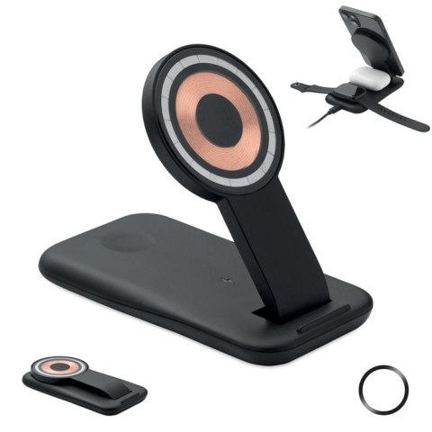 Bezprzew. ładowarka 3 w 1, 15W czarny