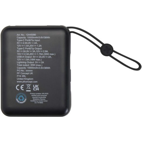 Acrux powerbank do tabletu o pojemności 10 000 mAh i mocy 35 W z wbudowanym kablem typu C - wykonany z tworzyw sztucz