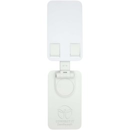 Alhena składany uchwyt na telefon z z tworzyw sztucznych pochodzących z recyklingu z metalową podstawką biurkową biał