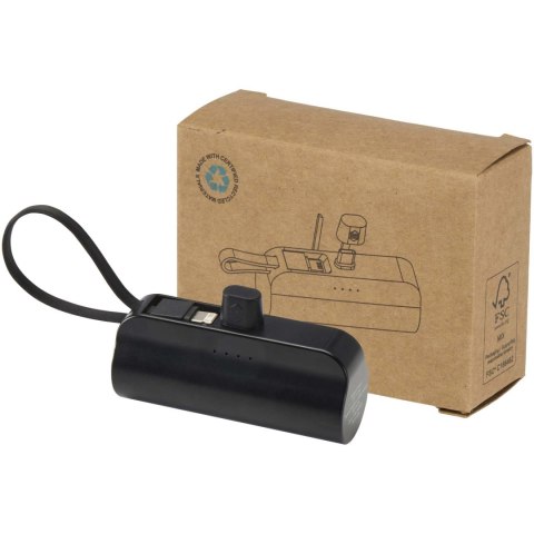 Alnair powerbank o pojemności 5000 mAh i mocy 10 W, wykonany z tworzyw sztucznych pochodzących z recyklingu, z wbudow