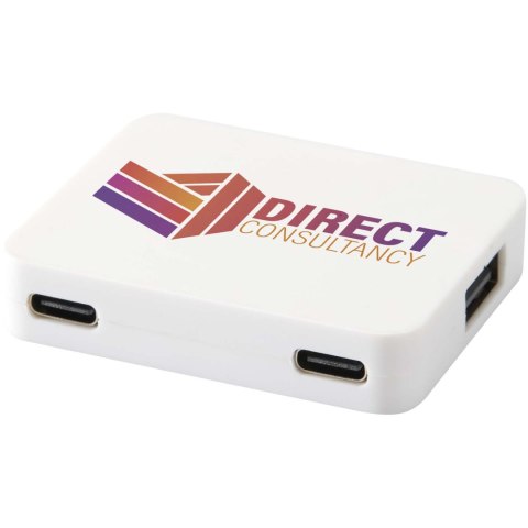 Gaia 4-portowy hub USB z wyjściem USB-A i typu C oraz podwójnym wejściem — wykonany z tworzyw sztucznych pochodzących