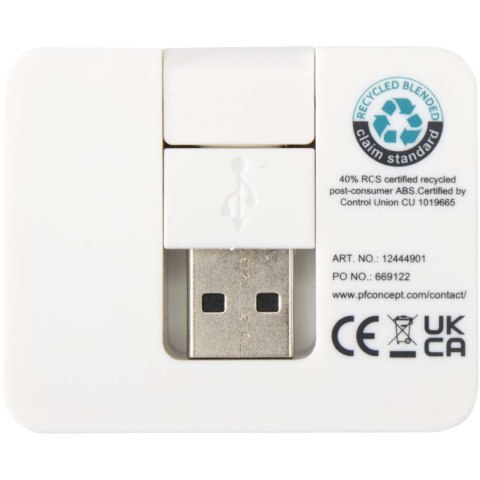 Gaia 4-portowy hub USB z wyjściem USB-A i typu C oraz podwójnym wejściem — wykonany z tworzyw sztucznych pochodzących