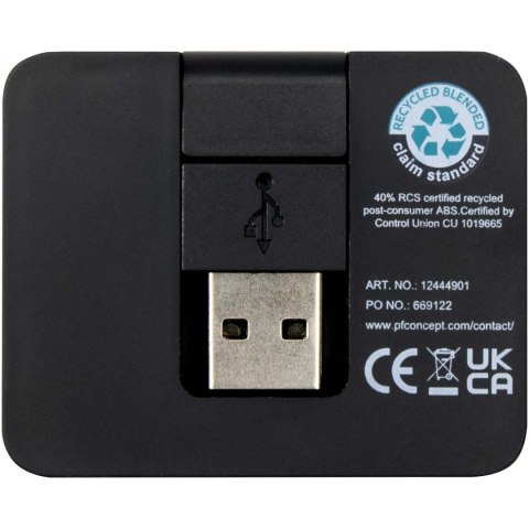 Gaia 4-portowy hub USB z wyjściem USB-A i typu C oraz podwójnym wejściem — wykonany z tworzyw sztucznych pochodzących