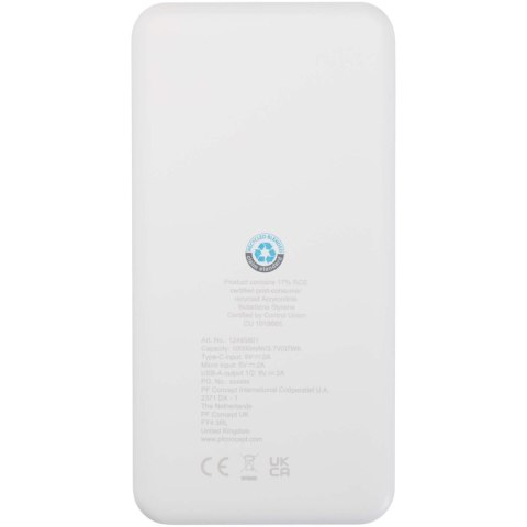 Intan powerbank o pojemności 10 000 mAh i mocy 10 W z tworzyw sztucznych pochodzących z recyklingu biały